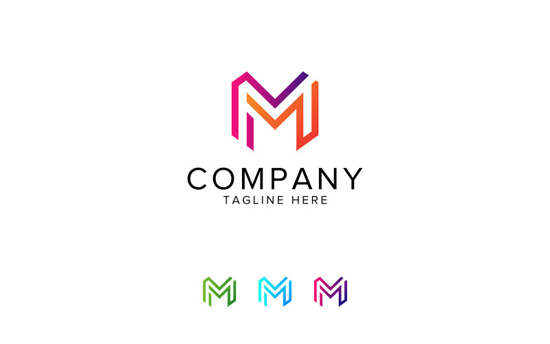 Letter M zeshoek lijn Logo ontwerp