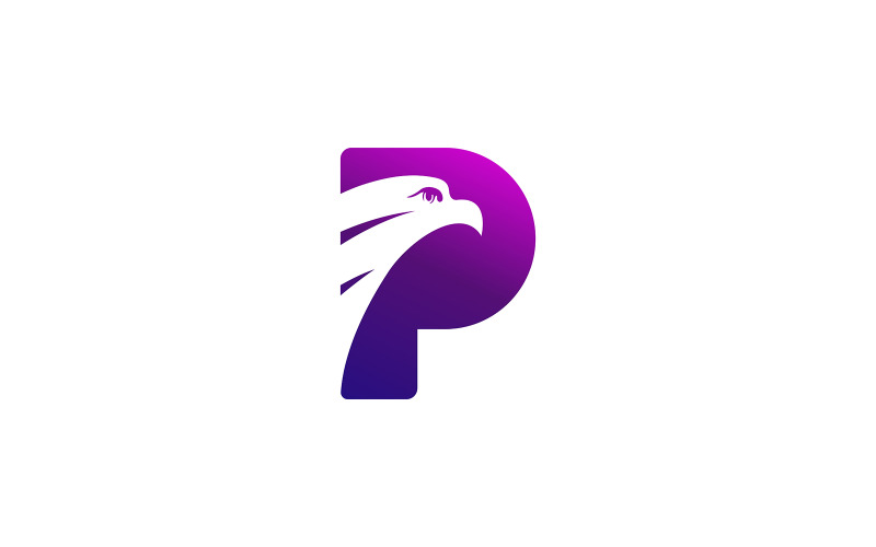 Letter P Eagle Head Logo Vector Illustration
