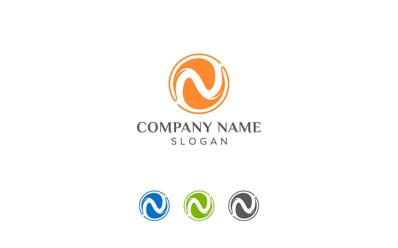 N Letter Round Logo Design Vector