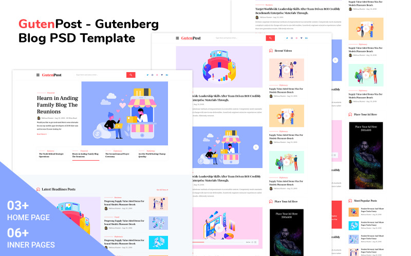 Guten Post - Moderne Gutenberg Psd-Vorlage