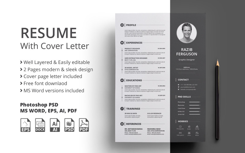 MS Word And PSD CV Resume Template #65155 - TemplateMonster