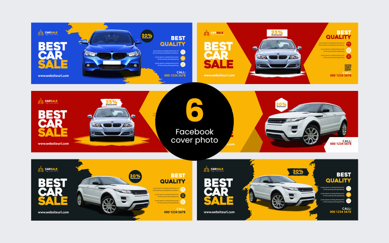 Paquete de línea de tiempo de fotos de portada de Facebook de 6 ventas de automóviles