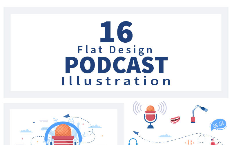 16 Podcast bakgrund vektor illustration