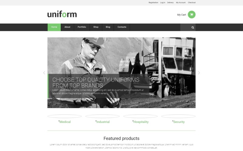 Tema gratuito do WooCommerce responsivo para loja de uniformes