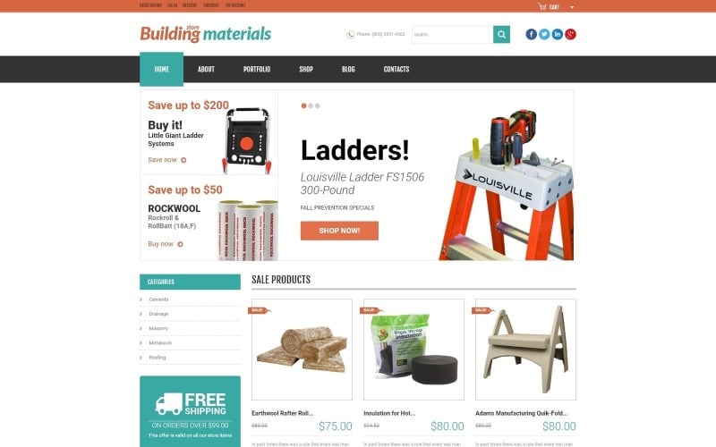 Бесплатная тема WooCommerce для универсальных строительных материалов