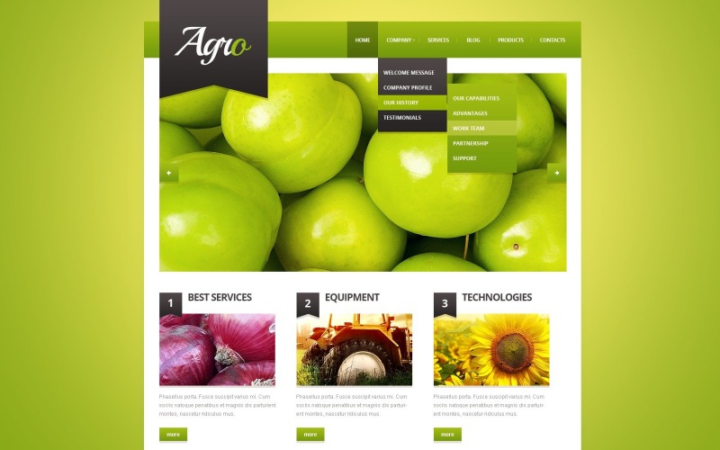 Bezplatná šablona Agro Responsive WordPress