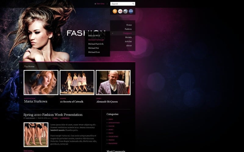 Free Fashionista WordPress Website Template
