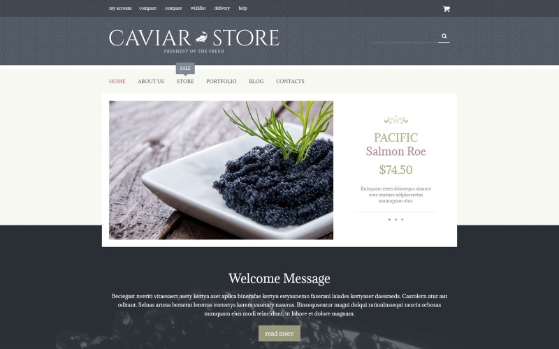 Gratis WooCommerce -tema från Caviar Delicacy