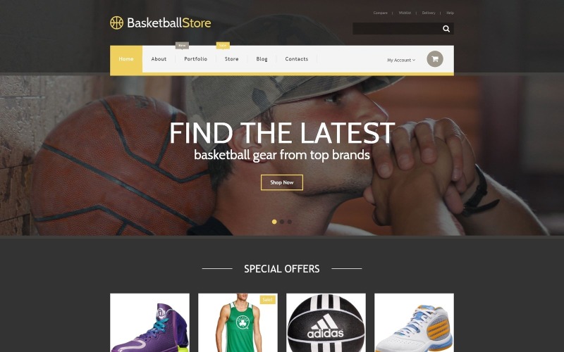Kostenloses WooCommerce-Design für den Basketball-Shop