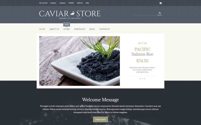 Kostenloses WooCommerce-Theme für Kaviar-Delikatesse