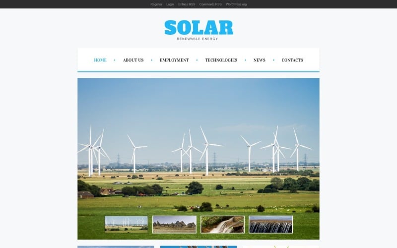 Tema WordPress CMS gratuito e responsivo à energia eólica