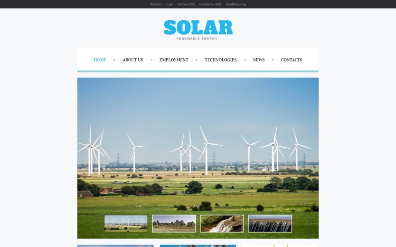 Tema WordPress CMS reattivo per l'energia eolica