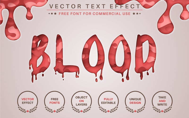 Blood Paper -  Editable Text Effect, Font Style, Graphics Illustration