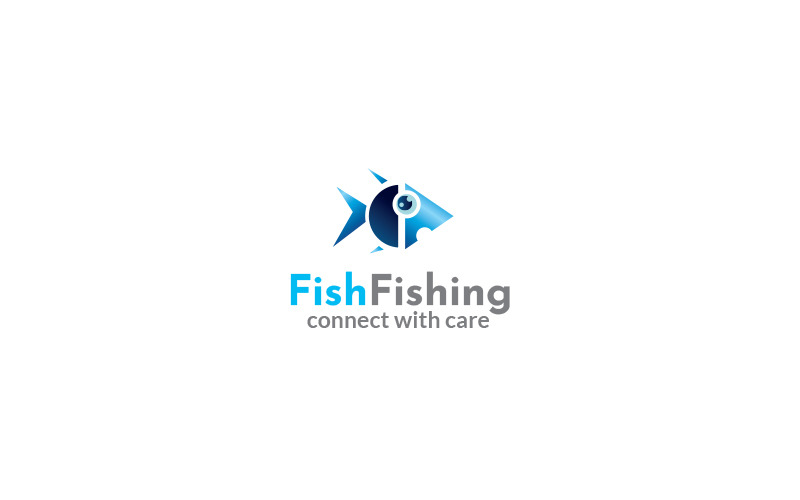 Fischfischen Logo-Design-Vorlage