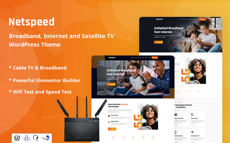 Netspeed: tema de WordPress con respuesta de banda ancha, Internet y satélites