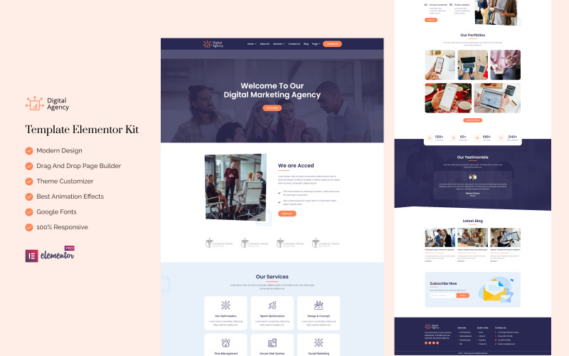数字代理 - 可使用 Elementor Kit 的营销服务