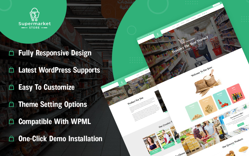 Supermarket Store WooCommerce-tema med AI Content Generator