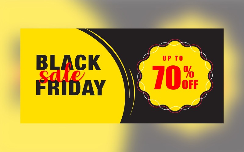 Banner di vendita del Black Friday professionale con il 70% di sconto sul modello di design giallo e nero