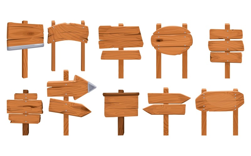Concepto de ilustración de Vector de letreros de madera