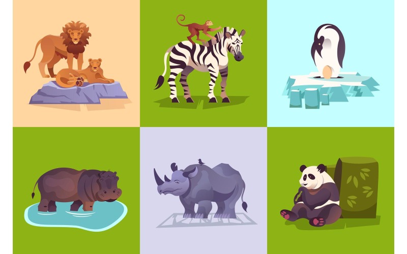 Conceito de ilustração vetorial de conceito de design de animais de zoológico