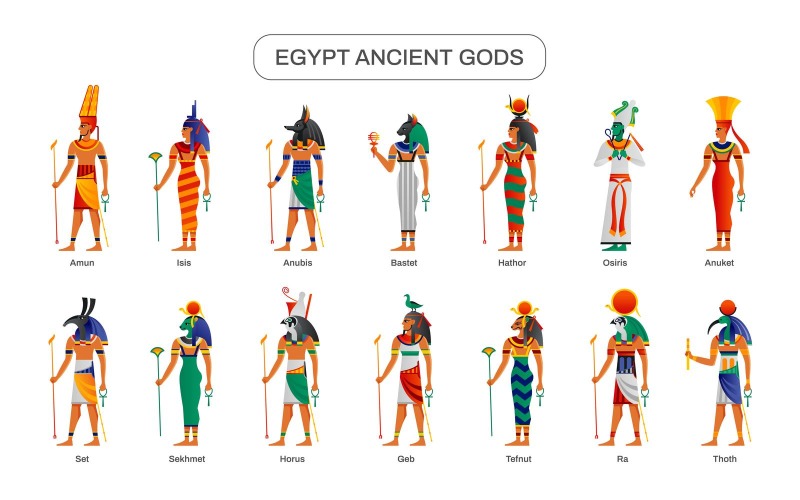 Єгипет стародавні боги Векторні ілюстрації концепції