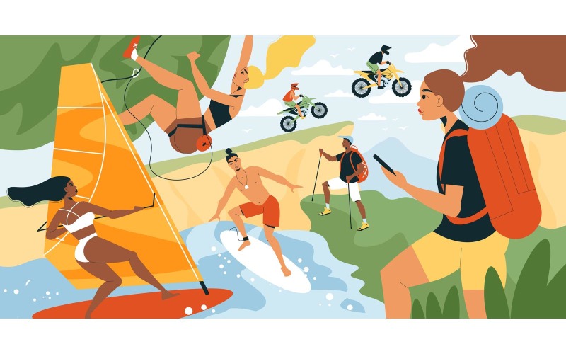 Concepto de ilustración de vector de ilustración de deporte de verano