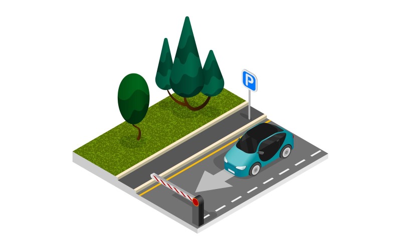 Parking Isometric Composition 3 Vector Illustration Concept