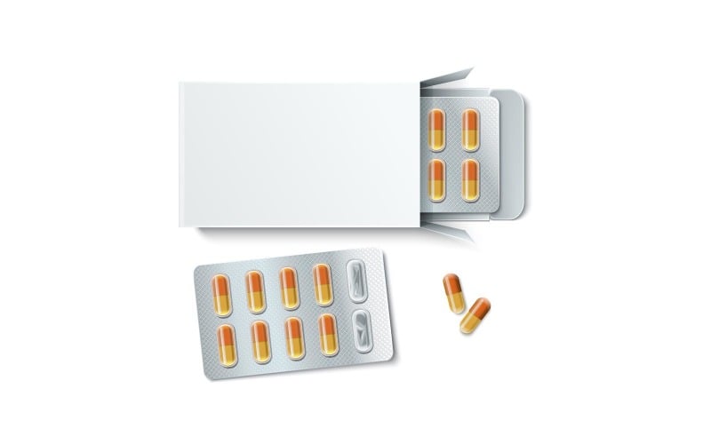 Pills Tablets Capsules Blister Realistic Vector Illustration Concept