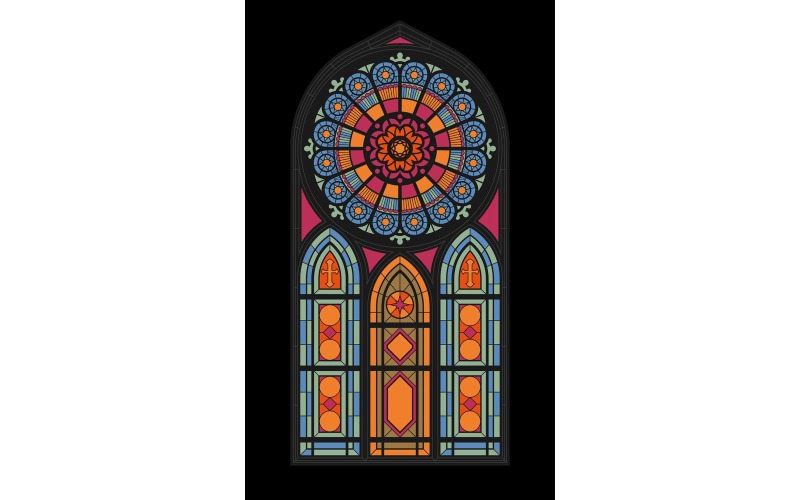 Gotisch Kerkraam Mozaïek Vector Illustratie Concept
