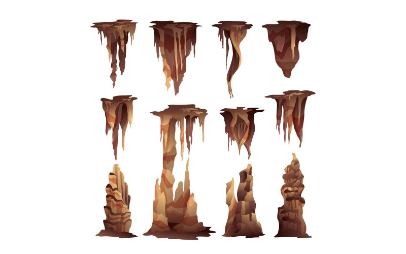 Stalaktiter Stalagmiter anger vektorillustrationskoncept