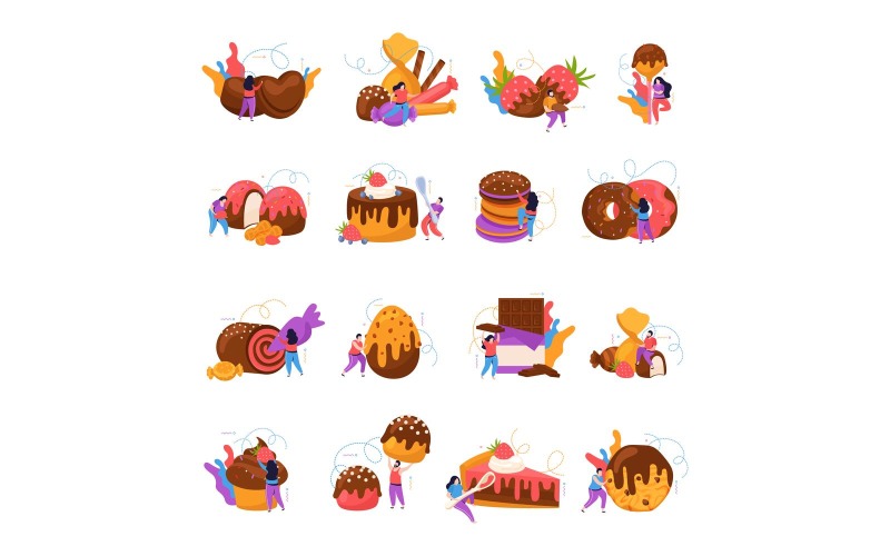 World Chocolate Day Flat Icons Vector Illustration Concept