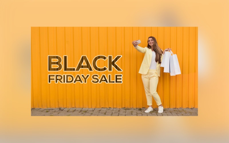 Banner di grande vendita di Black Friday con sfondo di colore arancione chiaro Modello di progettazione di sfondo astratto