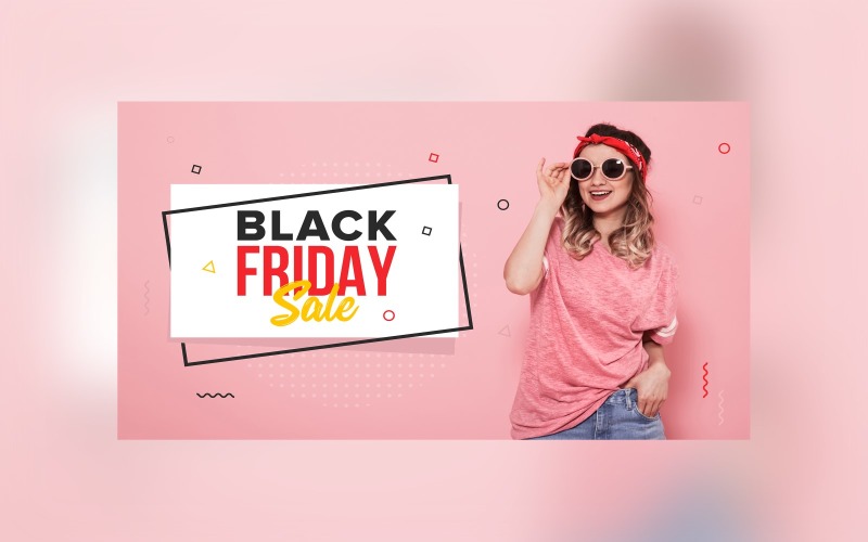 Black Friday Sale Banner with Light Blush Pink Color Background Design Template