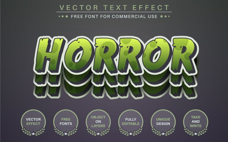 Horror Sticker - Editable Text Effect, Font Style, Graphics Illustration