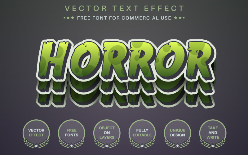 Horrorsticker - bewerkbaar teksteffect, letterstijl, grafische illustratie