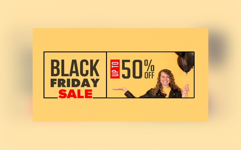Black Friday Sale Banner 50% Off  Yellow Color Background template