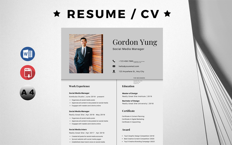 Gordon Young - Graphic Design - Resume - Template