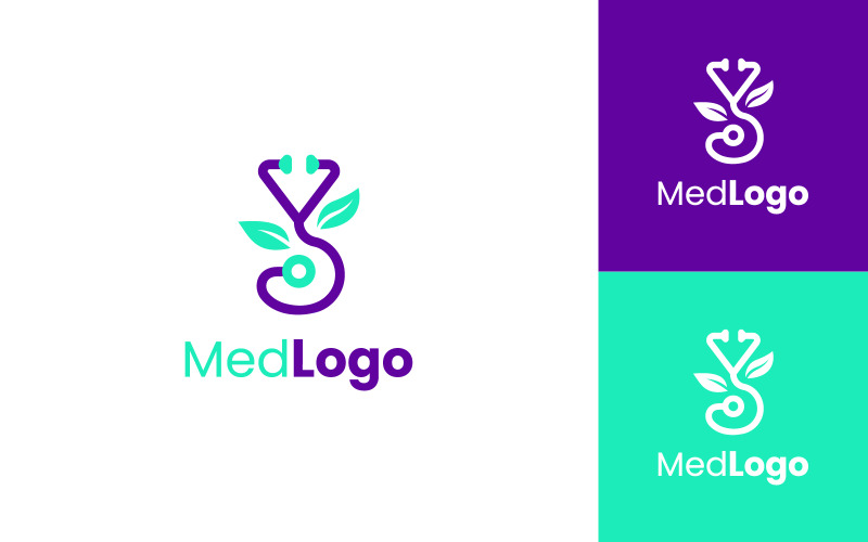 Logo lékařského designu, logo přirozeného zdraví, návrh loga pohostinství