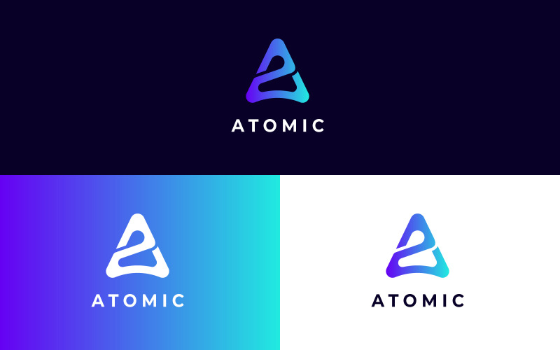 Modello di logo lettera A atomica