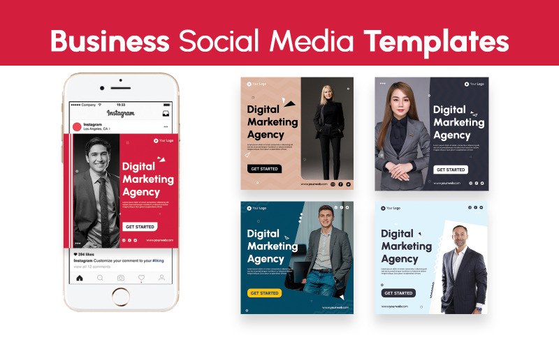Modelos de mídia social Digi Five-Business