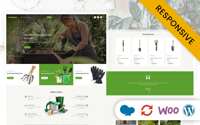 Gardcro - Tema adaptable de WooCommerce para la tienda de equipos de jardín