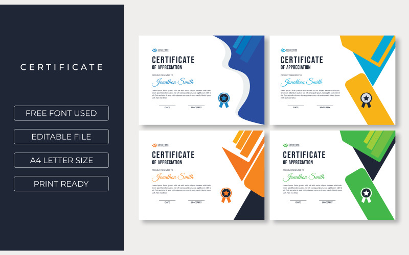 Layout del certificato di Jonathan Smith