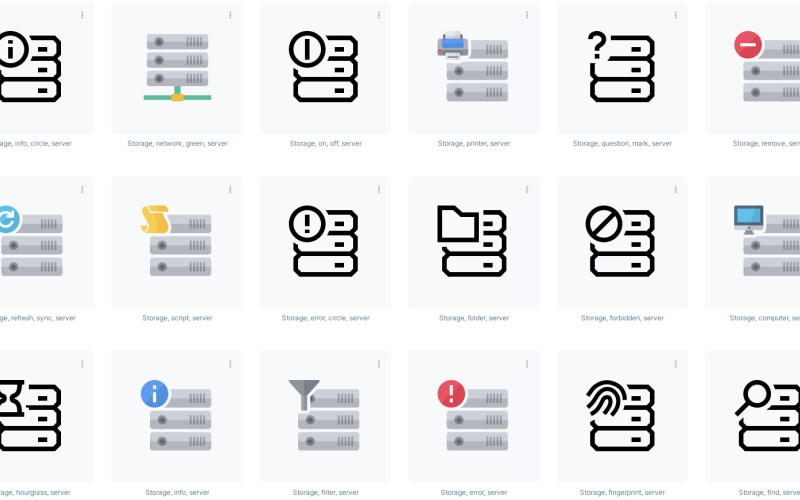 Opslagserver Computerrektype Server Iconset-sjabloon