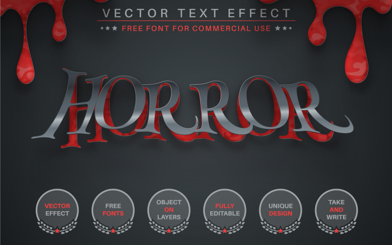 Paper Blood - Editable Text Effect, Font Style, Graphics Illustration