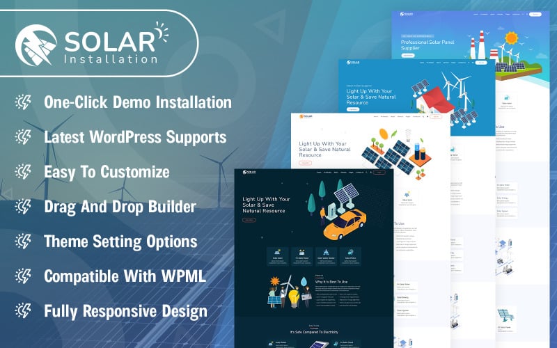 Solar Installation WordPress Theme With AI Content Generator