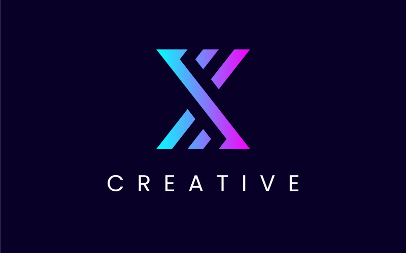 抽象 X 字母标志设计模板