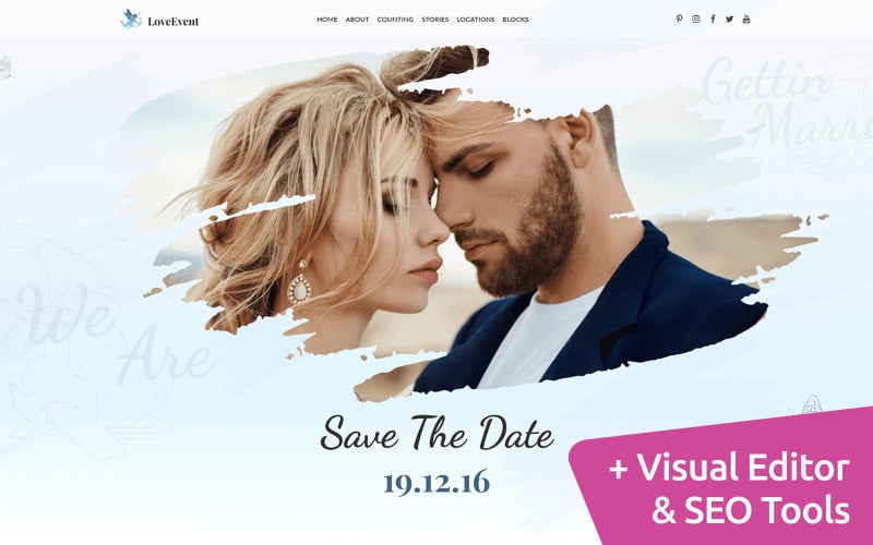 Esküvői meghívó Moto CMS webhely sablon