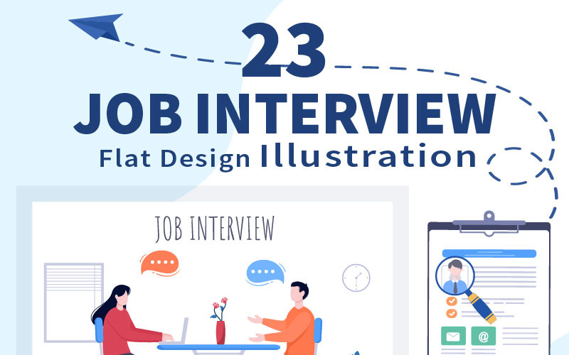 23 Job Interview Meeting and Hiring Online Vector Illustration