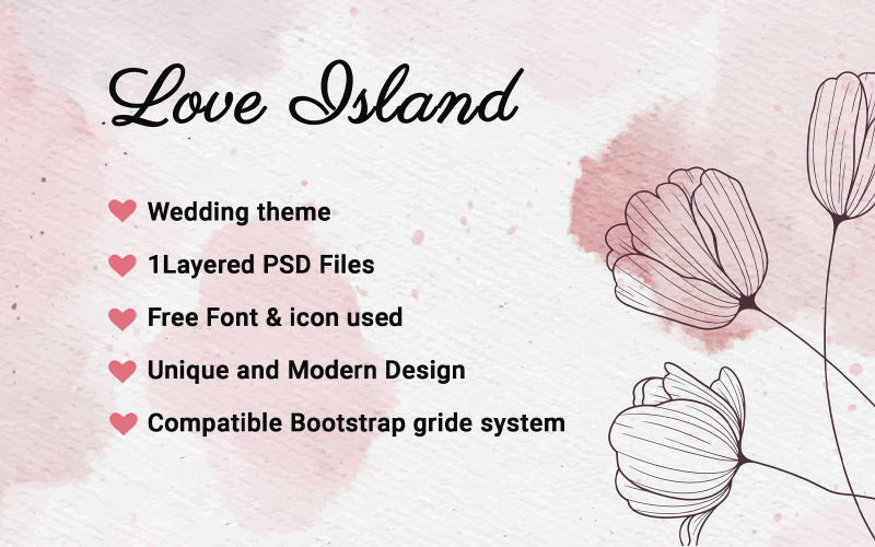 Love Island - Wedding PSD Template