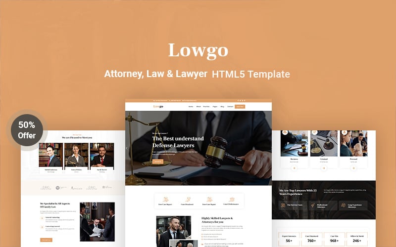 Lowgo - Advokat-, advokat- och advokatmottagande webbplatsmall